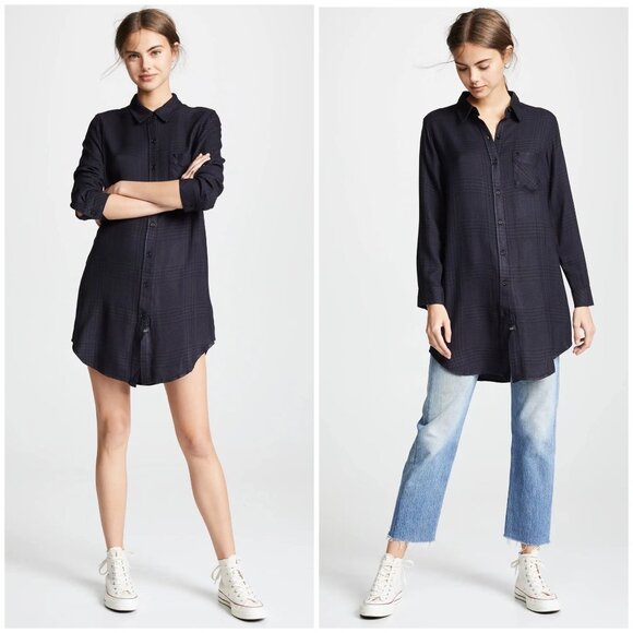 Rails Plaid Charcoal Button Down Shirt Dress size M - Picture 10 of 12